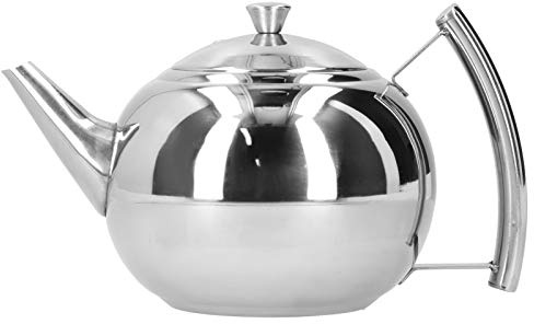 Uadme Tetera de acero inoxidable de 1,5 L,tetera esférica sin goteo,recipiente de agua suave con infusor de hojas de té para hacer varios tipos de té