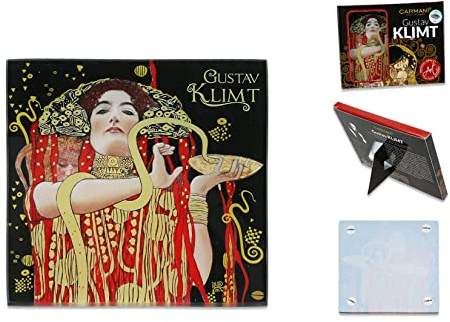 CARMANI - Posavasos de vidrio, almohadilla de vidrio, estera de bebida resistente al calor impreso con Gustav Klimt, Hygieia-Detail from Medicine