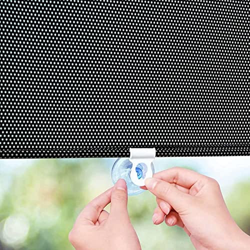 Saugnapfes Rollo Für Fenster, Sonnenschutz Verdunkelungsrollos, Einziehbare Dachfensterrollo, Tragbare Temporäre Jalousien, Sichtschutzvorhänge, Thermorollo Ohne Bohren,Black-58×125cm(22.8*49.2in)