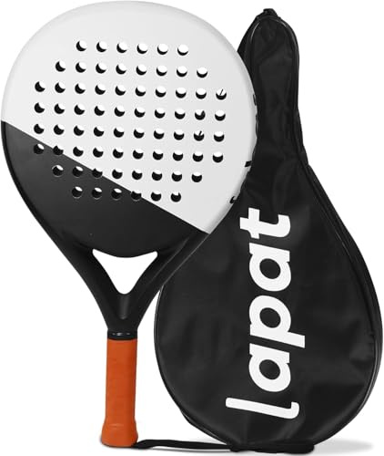 LAPAT Padelschläger mit Abdecktasche, Carbon-Oberfläche mit Eva-Memory-Schaum, Paddel-Tennisschläger leicht