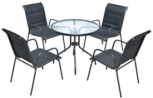 BaraSh 5-TLG. Garten-Essgruppe TerrassenmöBel Set GartenmöBel Essgruppe MöBelsets Garden Furniture Garten MöBel DraußEn Stahl Schwarz