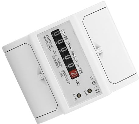 Contatore Elettrico Digitale Monofase 2 Fili 1 Fase 220V 4P LED Consumo Energetico su Guida DIN Wattmetro (20(80) A)