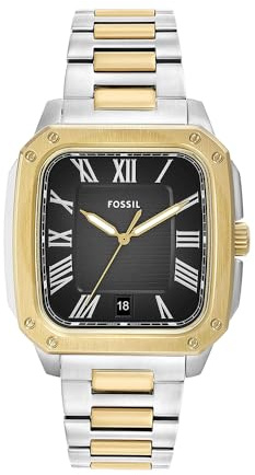 Fossil Crosby Uhr für Herren, Quarz-Dreizeiger-Datumswerk mit Edelstahlarmband