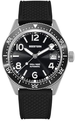 Sugess Super LUME x välvd safir kristallglas 200 m mekanisk dykare herrklocka S434-2.04, SILVER