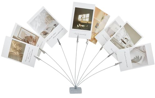 WEBEEDY 2 Pcs 8-Branch Tree Style Picture Frame Holder Desktop Photo Stand Desk Card Holder with Clips, Money Trees Gift for Memo Paper Note Display Birthday Greeting Wedding Party Decoration (Silver)
