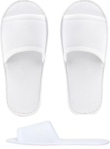 Defresit 16 Pairs Open Toe Spa Slippers White Spa Hotel Guest Slippers for Spa, Party Guest, Hotel and Travel, Fits Most Men and Women, Washable and Foldable