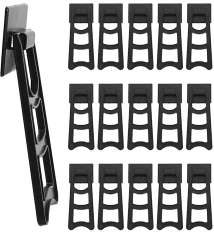 Garneck Soportes para Marcos de Fotos de Mesa, 20 Piezas, Soporte Trasero Negro Trapezoidal, Plástico Duradero Reutilizable, Respaldo Estable para Exhibición en Escritorio y Oficina