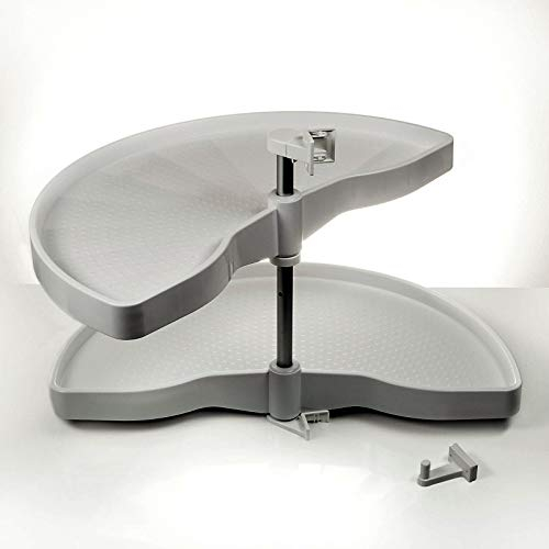 Eckschrankdrehbeschlag 1/2-Kreis Drehbeschlag 1000er Halbkreisboden mit grauen Drehböden belastbar bis 20 Kg pro Boden für 100er Eckschrank von SO-TECH® - Made in Germany