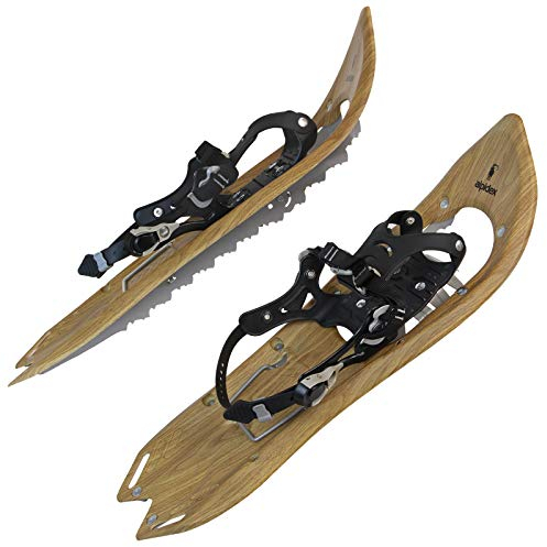 ALPIDEX Schneeschuhe Holzoptik Vintage Steighilfe Tragetasche Schuhgröße 38 bis 45 Optional Stöcke, Farbe:Brown Timber - ohne Stöcke
