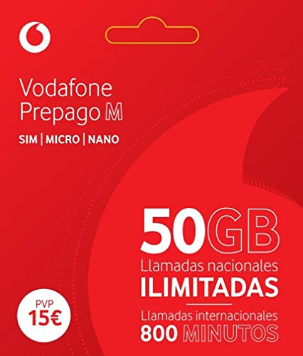 Vodafone Prepago M 100GB + llamadas ilimitadas nacionales (800 min internacionales) Roaming Europa EEUU