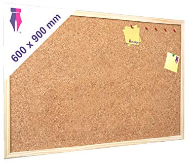 Indigo® Premium Cork Board - 900mm x 600mm - Noticeboard Bulletin Wooden Frame