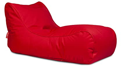 Ecopuf - Master Polyester Pouf Sessel Outdoor Chaise Longue - Sitzsack mit Staufach und Griff - Robuster Stoffsack - Entspannungssessel - Wohnungseinrichtung - 115x65x60cm, Rot Nc12
