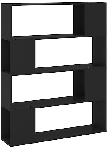 vidaXL Estantería Divisor de Espacios Armario Estante Separador Partición Pantalla de Privacidad Mueble Librería Negro 100x24x124 cm