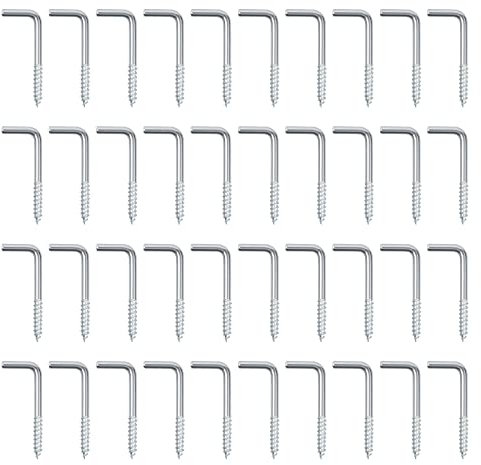 Ganci a Vite 100 pezzi Ganci ad angolo retto Viti Ganci a forma di L in acciaio inossidabile Gancio a L M4 x 40 mm Ganci Avvitabili Viti Viti Angolari a Forma di L Gancio Viti