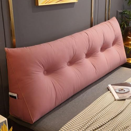 UYSELA Rückenkissen Keilkissen Bett Lesekissen für Bett und Sofa geeignet Hohe Rückenkissen Rückenlehne Lesekissen Rückenlehne Kissen für Sofa Lendenkissen Bettkopfteil,Rosa,Length 200cm