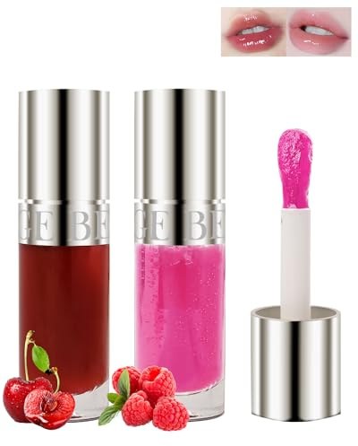 Feuchtigkeitsspend Lip Comfort Gloss Lip Oil-2Pcs Getönter Lippenöl Lipgloss, Langanhaltend Moisturizing Hydrating Lip Care Plumper, Nicht Klebriges Glossy Lip Tint, Geschenke für Frauen-03+04