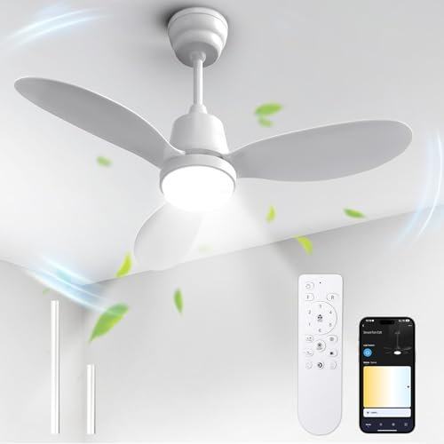 BLITZWILL Deckenventilator mit Beleuchtung, Ø87cm App Steuerung & Fernbedienung Deckenventilatoren mit Licht LED, 6 Geschwindigkeiten, 3 Farben Dimmbar, Leise DC-Motor, Sommer-Winterbetrieb, Timer