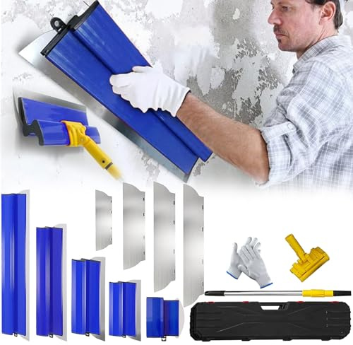 Espátula Superficie, Juego Espátula 0,38mm Y 0,5mm 80cm/60cm/40cm/25cm Herramienta Espátula Hoja Acero Inoxidable Juego Espátula Para Decoración Paredes áreas Trabajo Grandes Con Varilla Telescópica