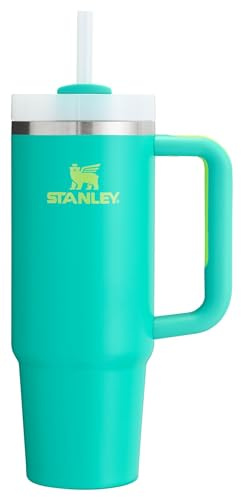 Stanley Quencher H2.0 FlowState - Vaso aislado al vacío de acero inoxidable con tapa y cañita para agua, té helado, café, batidos y más, verde azulado, 887 ml