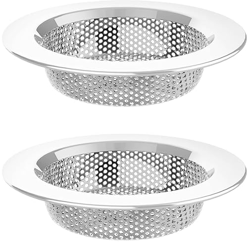 2 Pack Tomario Stainless Steel Kitchen Sink Strainer, Standard Sink Drain Protector Hair Catcher for Kitchen Bathroom Shower Kitchen Dishwasher Safe (External Diameter 11.5cm, Inner Diameter 7.5cm)