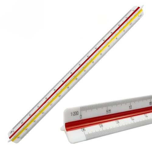 1 Pezzi Scalimetro Righello Triangolare Ideale, Scalimetro Professionale Triangolare 1:100 1:200 1:250 1:300 1:400 1:500 per Architetti, Alunno,Righello Triangolare