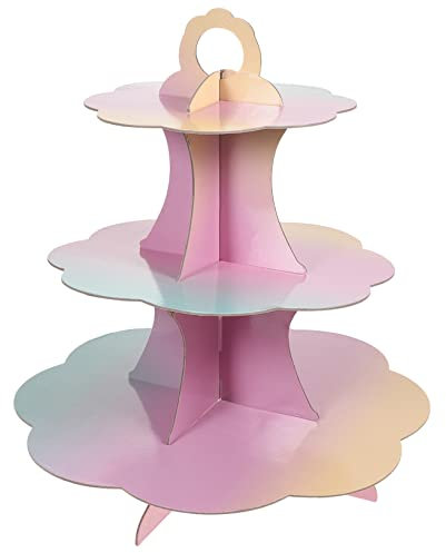 PRETYZOOM Cake Toer Supporto Per Torta A 3 Piani Supporto Per Torta Arcobaleno Supporto Decorativo Per Cupcake Per Feste Di Compleanno Design Portatile Facile Da Trasportare