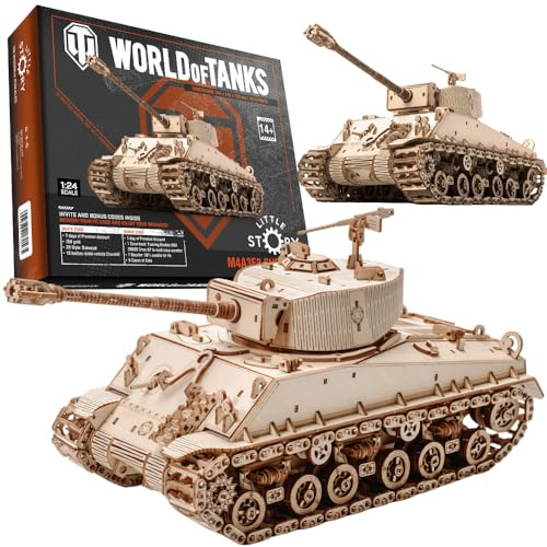 little story World of Tanks Panzer 3D Holzmodell – Panzerkampfwagen Offizielles Lizenzmodell zum Zusammenbauen - DYI Kriegsmaschine Lernspielzeug Bausatz für Kinder Holz Kampfpanzer 3D-Puzzle