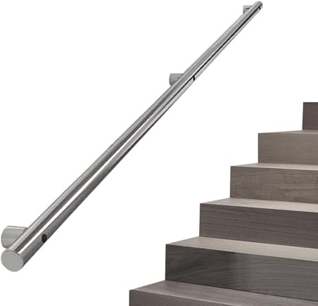 Edelstahl-Rundrohr-Baluster, Handläufe für Innen- und Außentreppen, moderner silberner Treppenhandlauf (140 cm)