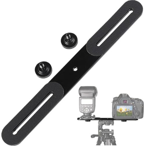 Tsffae Supporto per Staffa Doppio Flash 1 Pezzo con 2 Viti Adattatrici Barra di Prolunga per Flash con Supporto per Doppia Fotocamera Staffa di Montaggio per Doppio Treppiede per Fotocamera