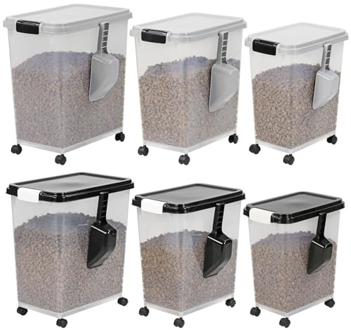 Taylor & Brown Airtight Pet Food Storage Container With Plastic Measuring Scoop Treats For Pet Dog Cat Animal Dry Food Dispenser With Casters (Black, 20 Litre)