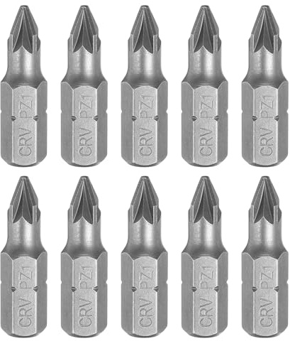 sourcing map 10pcs PZ1 Screwdriver Bits 1/4 Hex Shank Head 1 Length CR-V Steel Phillips Slotted Drill Bits for Repair Work Electric Screw Driver