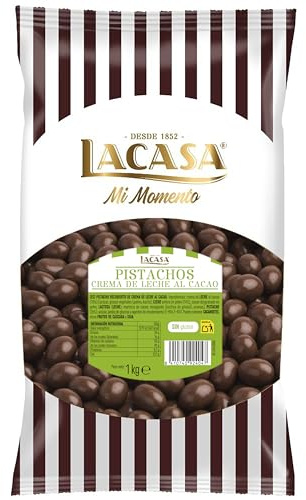 iChuches- Lacasa Frutos Secos con Chocolate – Almendras, Avellanas, Anacardos, Nueces, Pistachos, Arándanos y Pasas – Bolsa 1kg – Deliciosos– Divinos (1 KG, Pistacho con chocolate con leche)