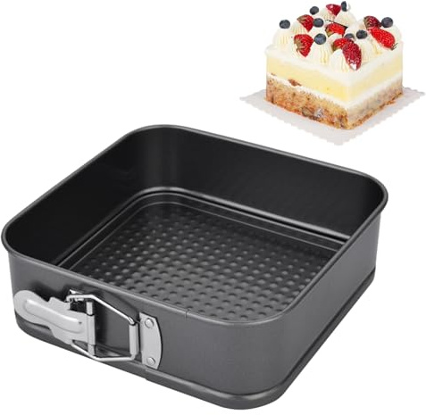 EUBSWA Springform kvadrat 24 x 24 x 6,5 cm – kakform med non-stick-beläggning för bakform, bakform, tårtform, kakform, kakform, kakform, kakform, kakform, springformar