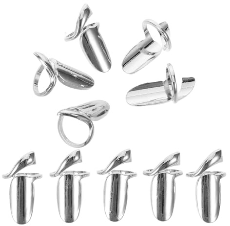 Hohopeti 10piezas Anillo Protector de Uñas Punta del Dedo Anillos Ajustables de Estilo Bohemio Vintage Decoración Desmontable y Reutilizable para Mujeres