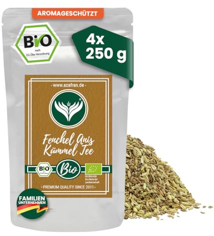 Azafran BIO Fenchel Anis Kümmel Tee | Gewürztee Gewürze | Kräutertee Kräuter 1kg