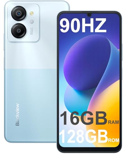 Blackview Color 8 - Telefono cellulare 16 GB + 128 GB/1 TB TF,50 MP/90 Hz/6000 mAh, smartphone Android 13 senza contratto, 2,0 GHz, Octa core, 6,75, 4 G Dual SIM, impronte digitali/Face ID/GPS/OTG