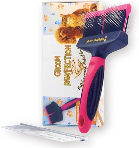 Dog Slicker Brush for Grooming – Professional Deshedding & Detangling Brush for Dogs & Cats | Removes Loose Fur, Knots & Undercoat | Ideal for Doodles, Poodles & Heavy Shedding Pets