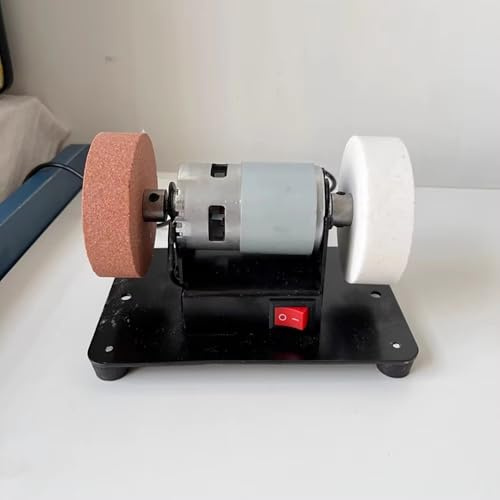 LeTkingok Mini Smerigliatrice da Banco Elettrica da 100 W, Macchina per Affilatura e Lucidatura Multifunzione con Mola da 75 mm