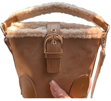 Zymjzbetic Plysch tygväska mini lammpäls liten axelväska retro liten axelväska liten trend väska för kvinnor höst vinter, Ljusbrun, Taille unique