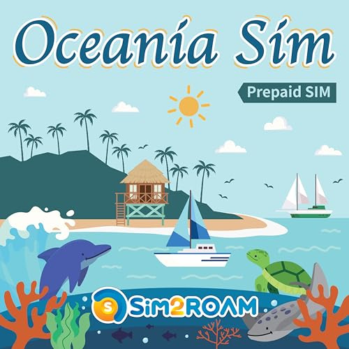 Oceania Prepaid-SIM-Karte | 30-Tage-Nutzung | Bis zu 20 GB Daten + 15 Minuten internationale Anrufe + 55 SMS | Australien, Neuseeland, Fidschi, Paula + mehr | Plug & Go - Keine Aktivierung