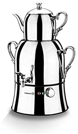 Korkmaz Samovar tekokare Nosta MEGA A334 silver Inox/krom Semaver turkisk tekokare, 48 cm