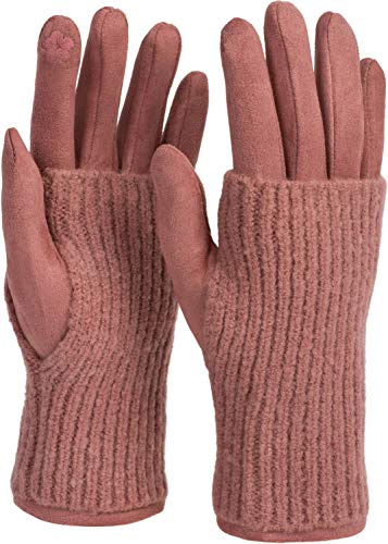 styleBREAKER Damen 3-in-1 Touchscreen Stoff Handschuhe Stulpe | Leitfähige Fasern für Smartphones, fingerlose Strick-Manschette einzeln oder kombiniert tragbar, Einheitsgröße 6-8 EU.