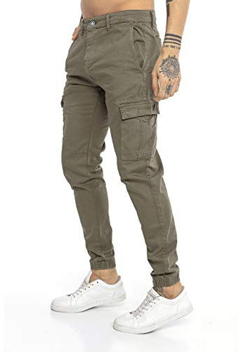 RED BRIDGE Pantalón Chandal para Hombre Vaqueros Jeans Joggers Cargo Look Verde W29 L32