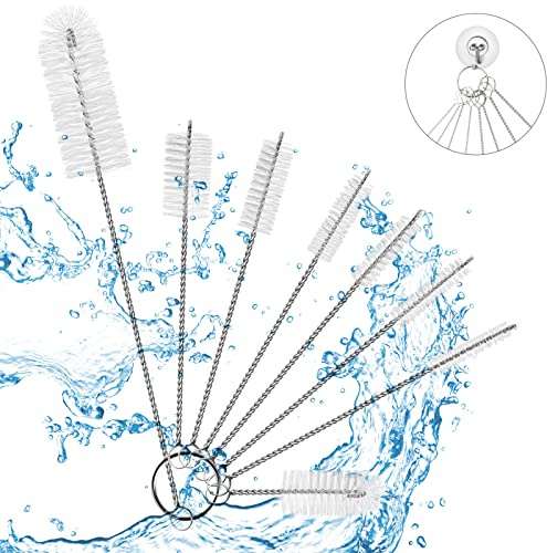 Vicloon Reinigungsbürsten, 8 Stück Flasche Reinigungsbürsten Milchschlauchbürste Nylon Schlauchbürste Set für Reagenzgläser Reinigen Teekanne Düse Trinken Strohhalme(Weiß)