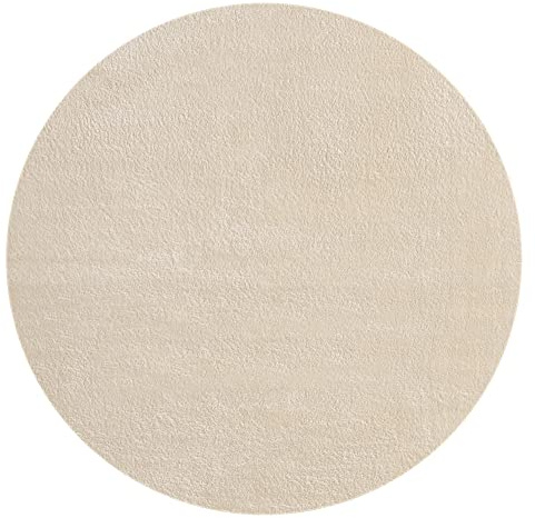 Mia's Teppiche Taos - Alfombra acogedora de Pelo Corto, Parte Inferior Antideslizante, Lavable hasta 30 Grados, Muy Suave, imitación de Pelo, Beige, 200 cm Rodondo