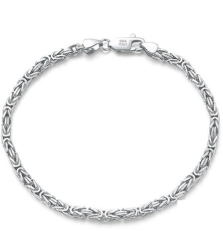 ANAZOZ Bracelet Chaîne Maille Royale, en Argent Véritable 925, 23CM, Argent, Femme Fantaisie