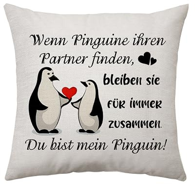 Aconesong Pinguin Geschenk für Sie und Ihn - Kissenbezug für Paare, Valentinstag, Jubiläum - Geist Tier Andenken für Frauen und Männer