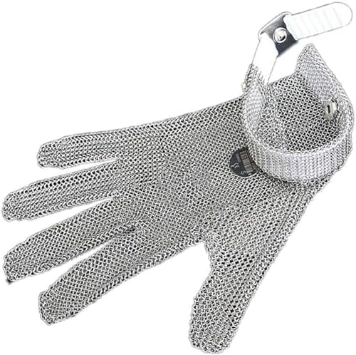 MATTUI Schnittfeste Handschuhe aus Edelstahl, Schutzklasse 5, Metzgerhandschuhe, Sicherheitshandschuhe für Küche, Metzger, S, A