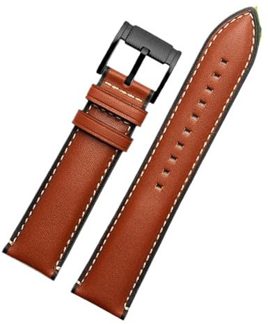 AXTGBHL Fit for Fossil Retro Wasserdichte Leder Uhrenarmband for Herren Q Intelligent FTW1114 ME3110 FS5436 Serie Armband 20 22mm(A-brown-black,22mm)