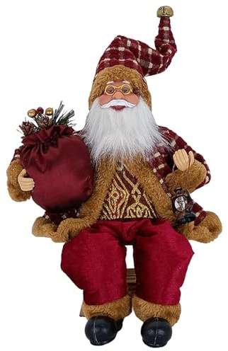 Adorno de Papá Noel - Papá Noel sentado, Decoraciones de Papá Noel | Adornos sentados con estatua de Papá Noel, figuras de regalos para muñecas con decoración de escenas de Navidad para decorar
